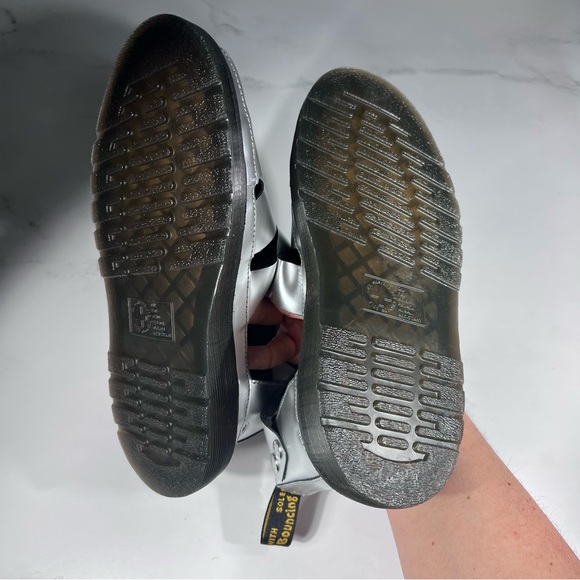 Dr Martens Clarissa II Silver Metallic Calf Black Leather Platform Sandals - Picture 10 of 10